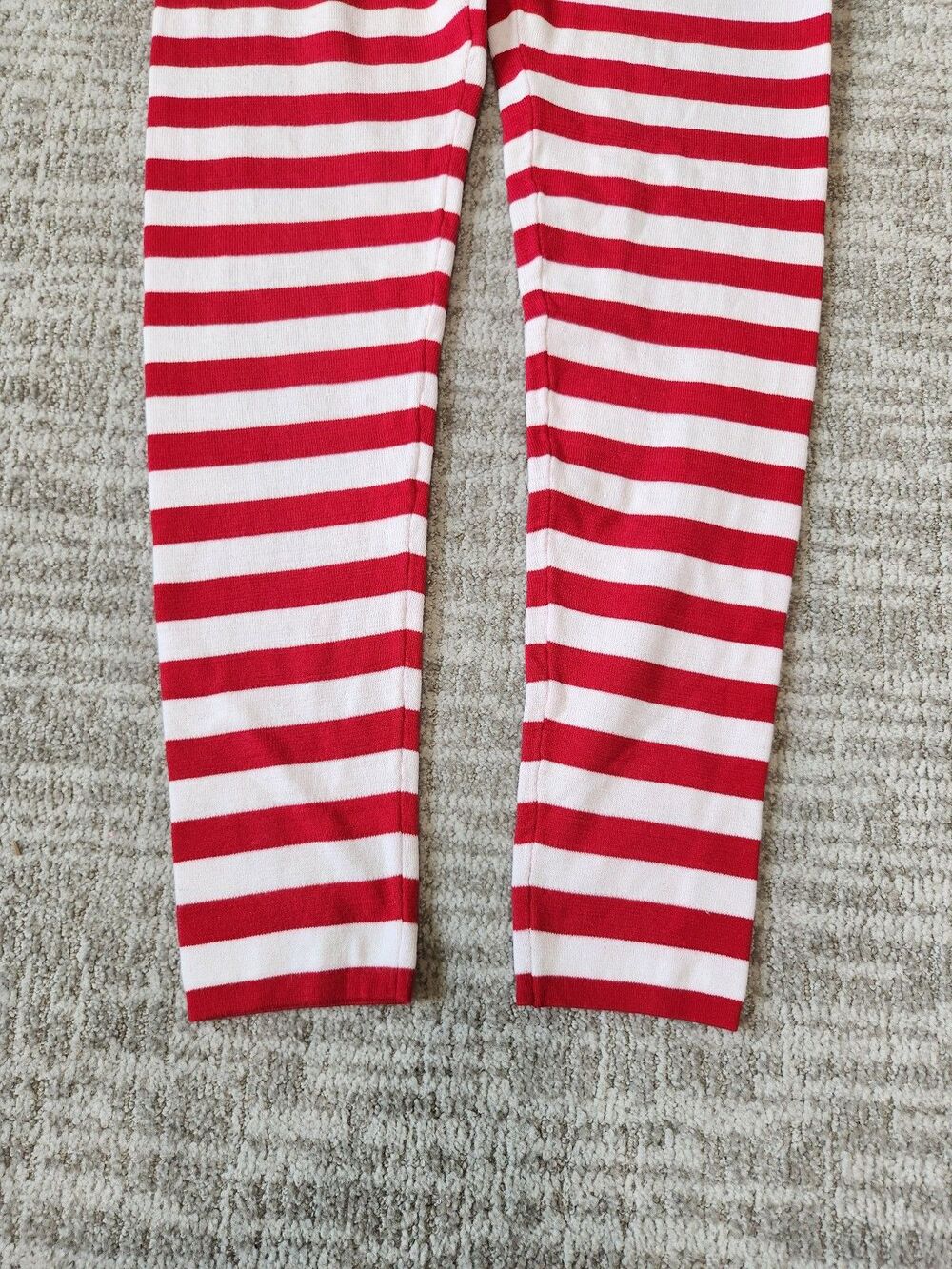 United Sweaters Red White Stripe Holiday Leggings Christmas Elf Mrs Clause Sz L - Picture 3 of 9